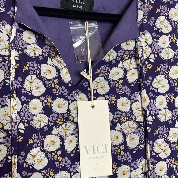 VICI | Long Sleeve Purple Floral Puff Sleeve Dress Size Large NWT - Picture 5 of 7